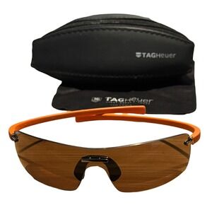 Tag Heuer Zenith orange rimless shield sunglasses wrap frame Y2K sport cycling